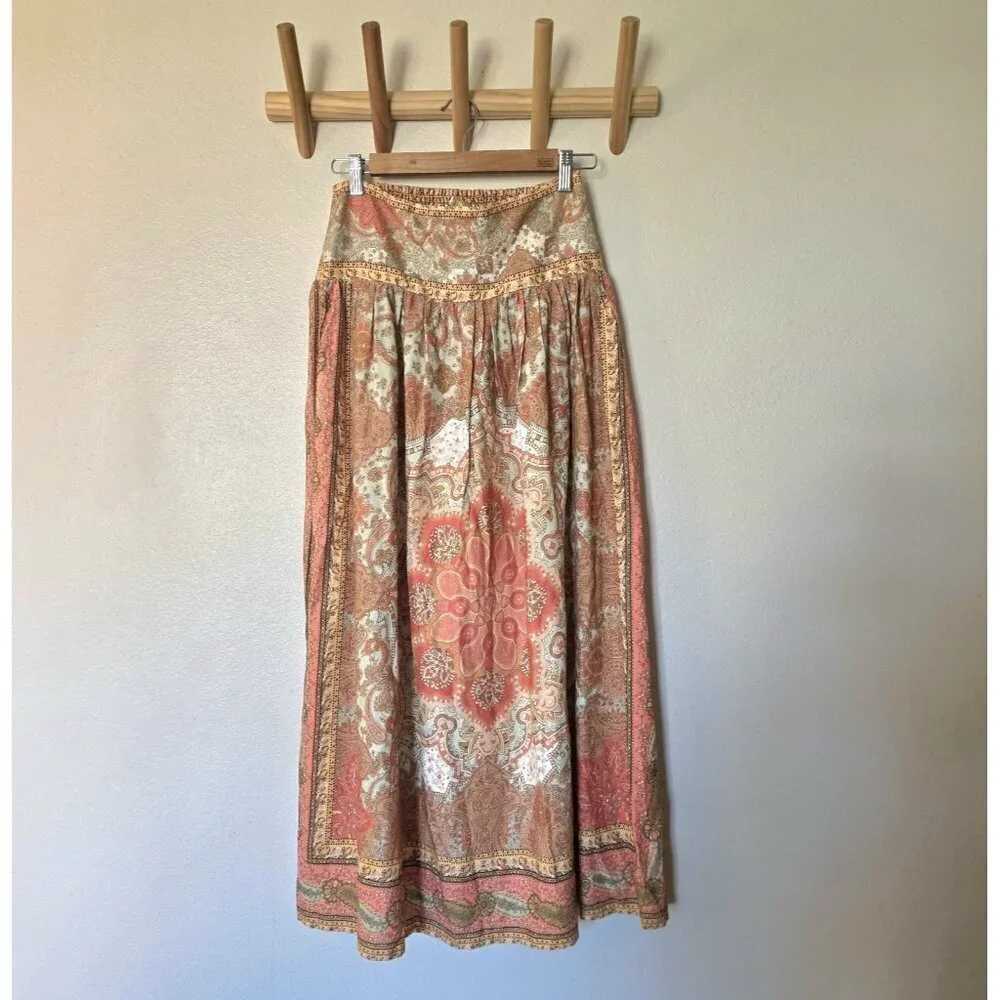 House of Harlow 1960 Linen Blend Paisley Maxi Skirt XS | Boho Festival - Picture 5 of 15